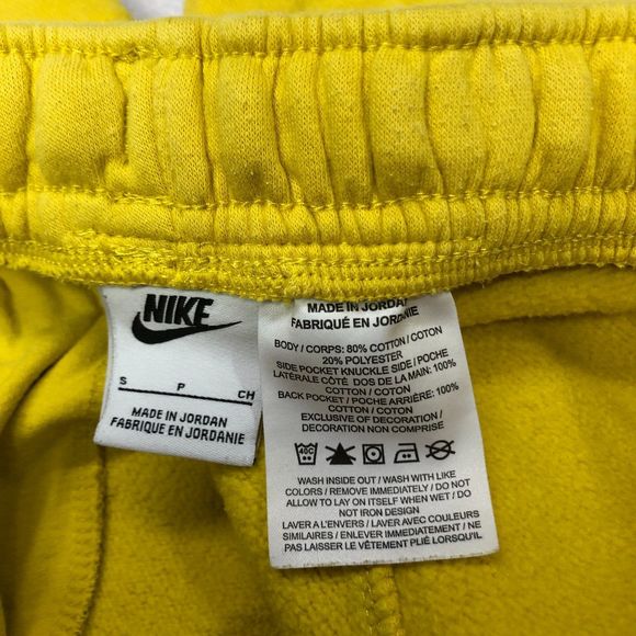 Nike Men Sweat Shorts Size Small Yellow Cotton Blend Big Logo Preppy M124 -7 - Picture 7 of 15